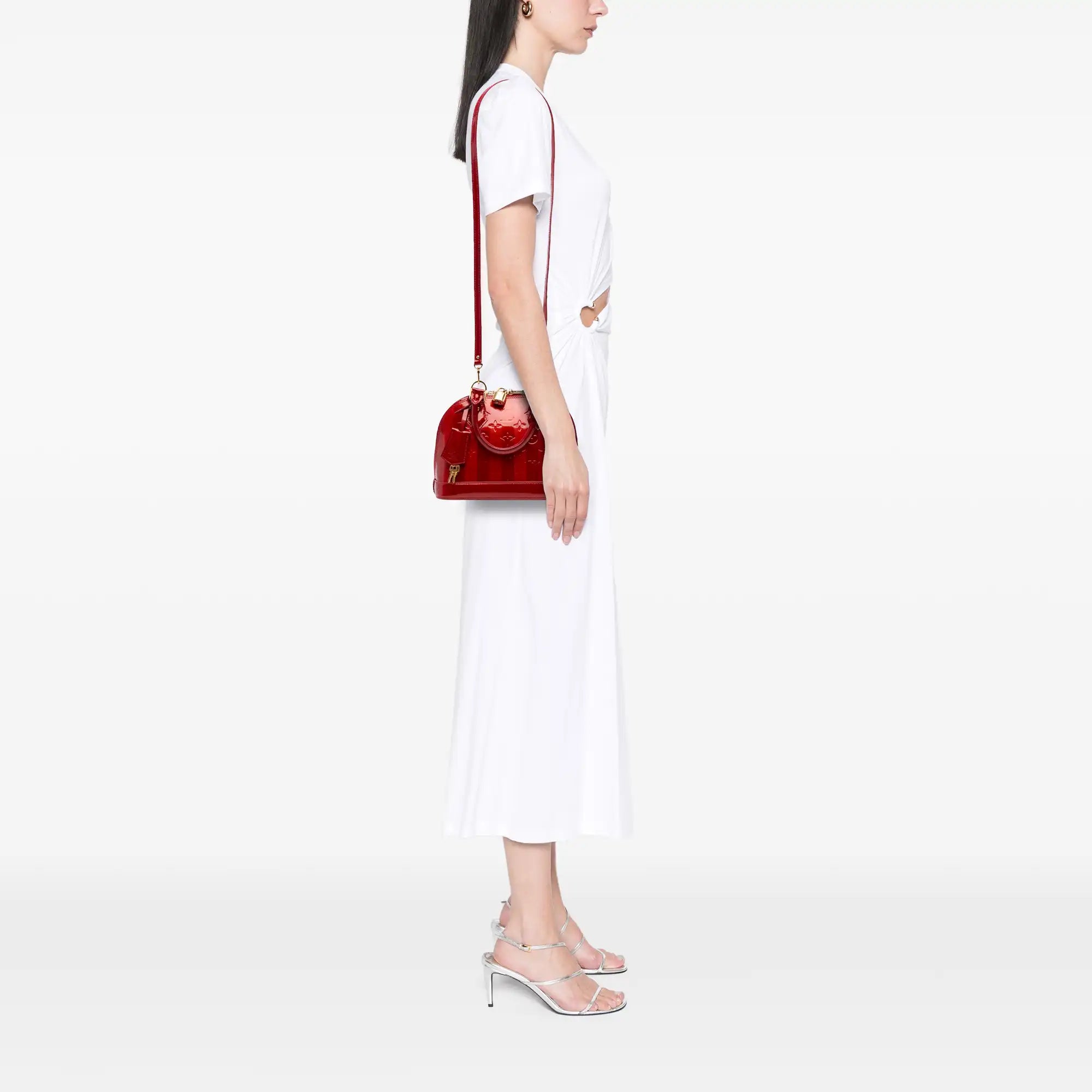 Louis Vuitton Alma BB Red Monogram Vernis Rayures