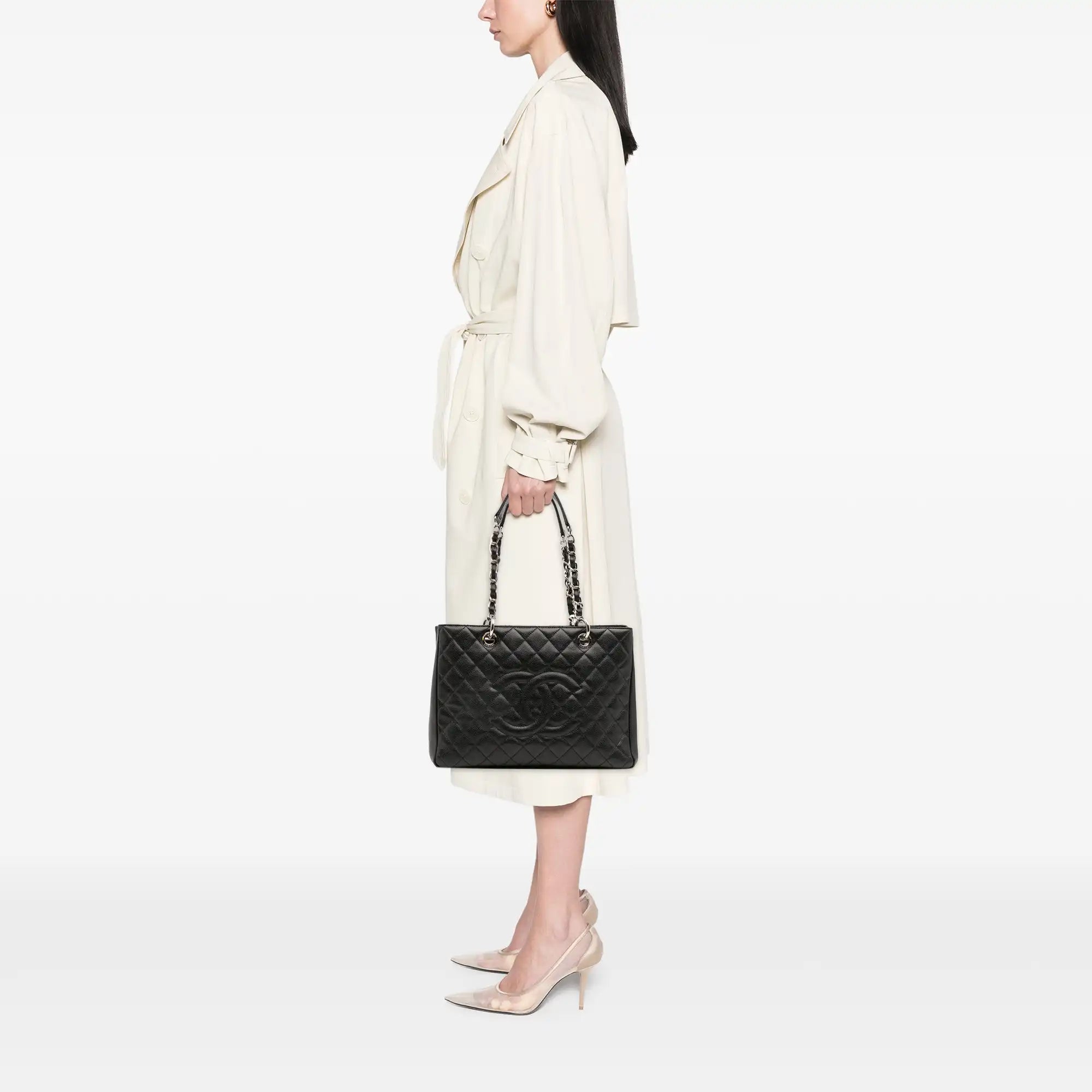 Chanel GST Black Caviar Silver