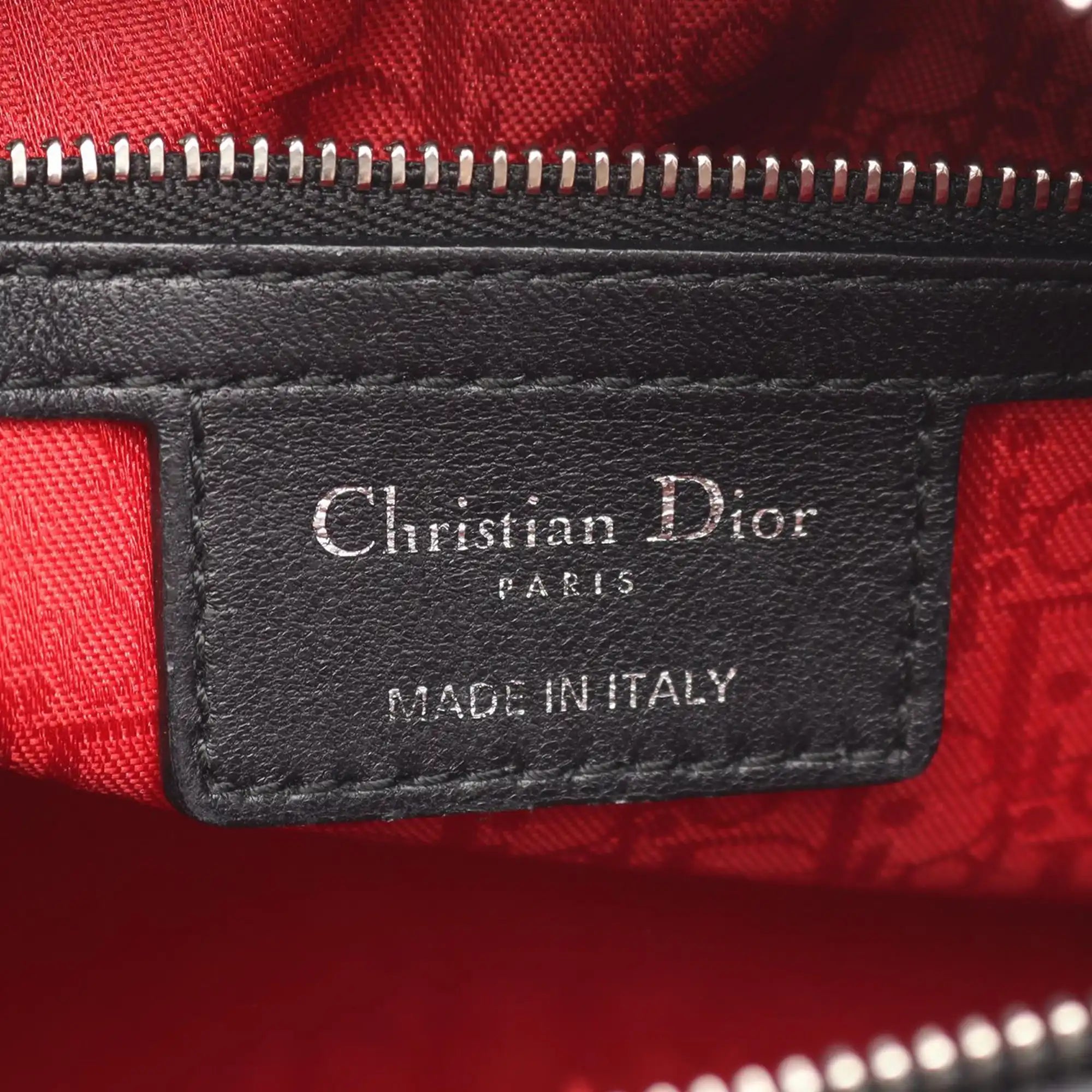 Dior Lady Dior Medium Black Cannage Lambskin Silver