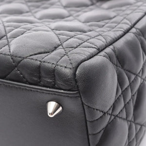 Dior Lady Dior Medium Black Cannage Lambskin Silver