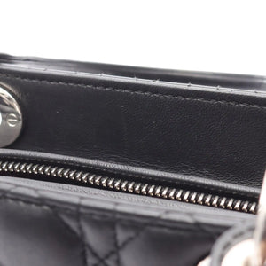 Dior Lady Dior Medium Black Cannage Lambskin Silver