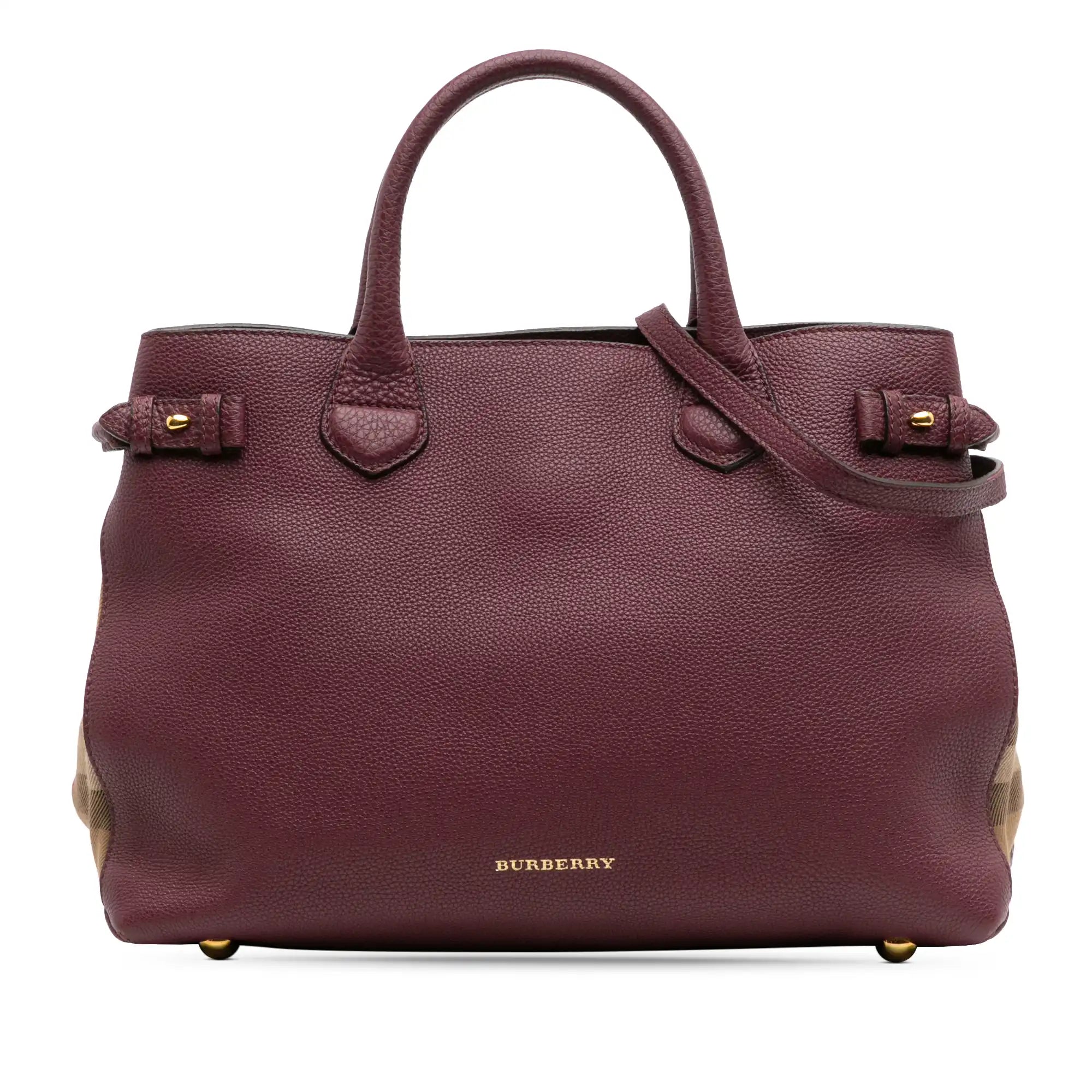 Burberry Banner Burgundy Medium House Check Leather
