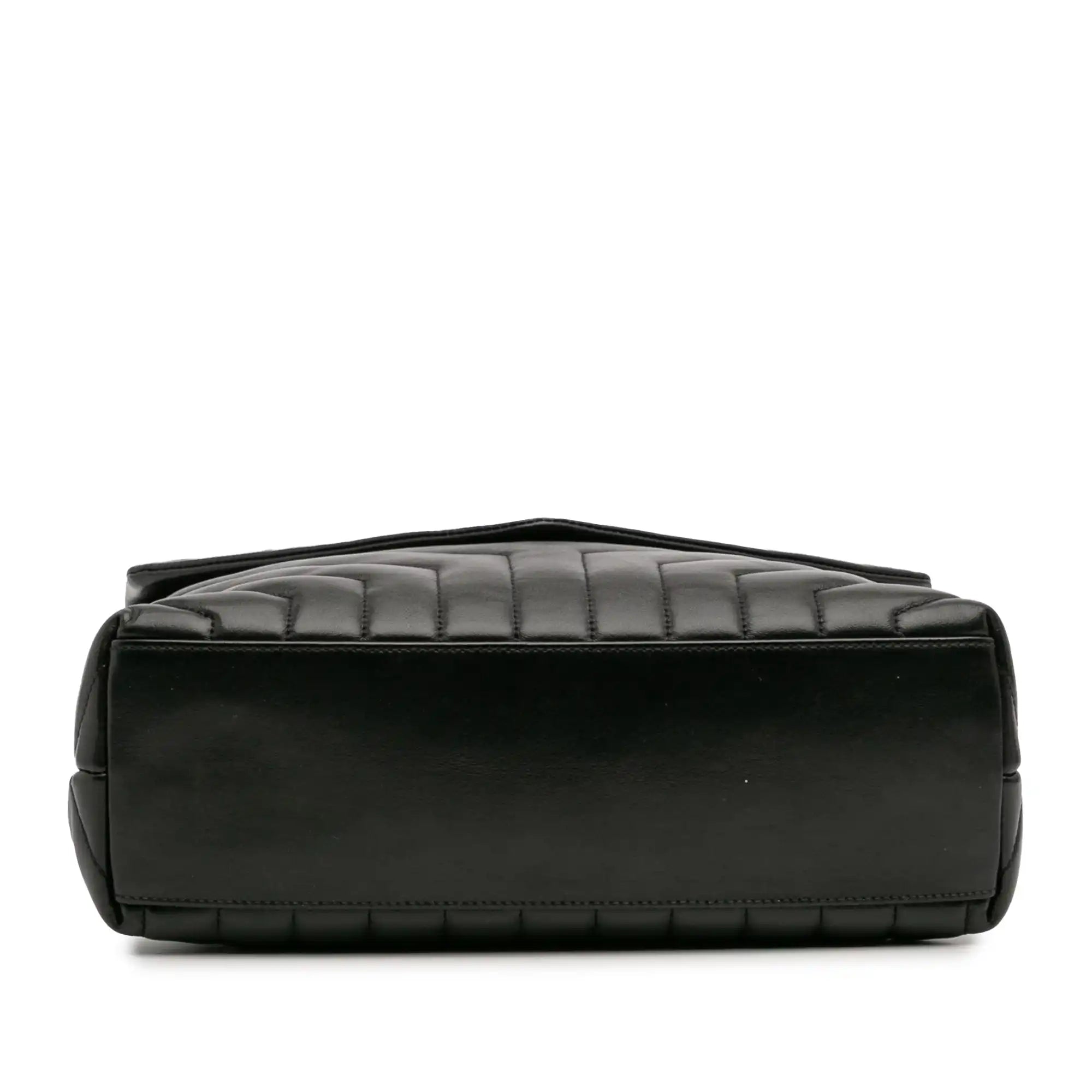 Yves Saint Laurent Loulou Medium Black Quilted Leather Silver