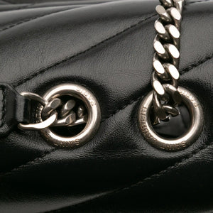 Yves Saint Laurent Loulou Medium Black Quilted Leather Silver
