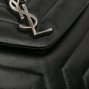 Yves Saint Laurent Loulou Medium Black Quilted Leather Silver