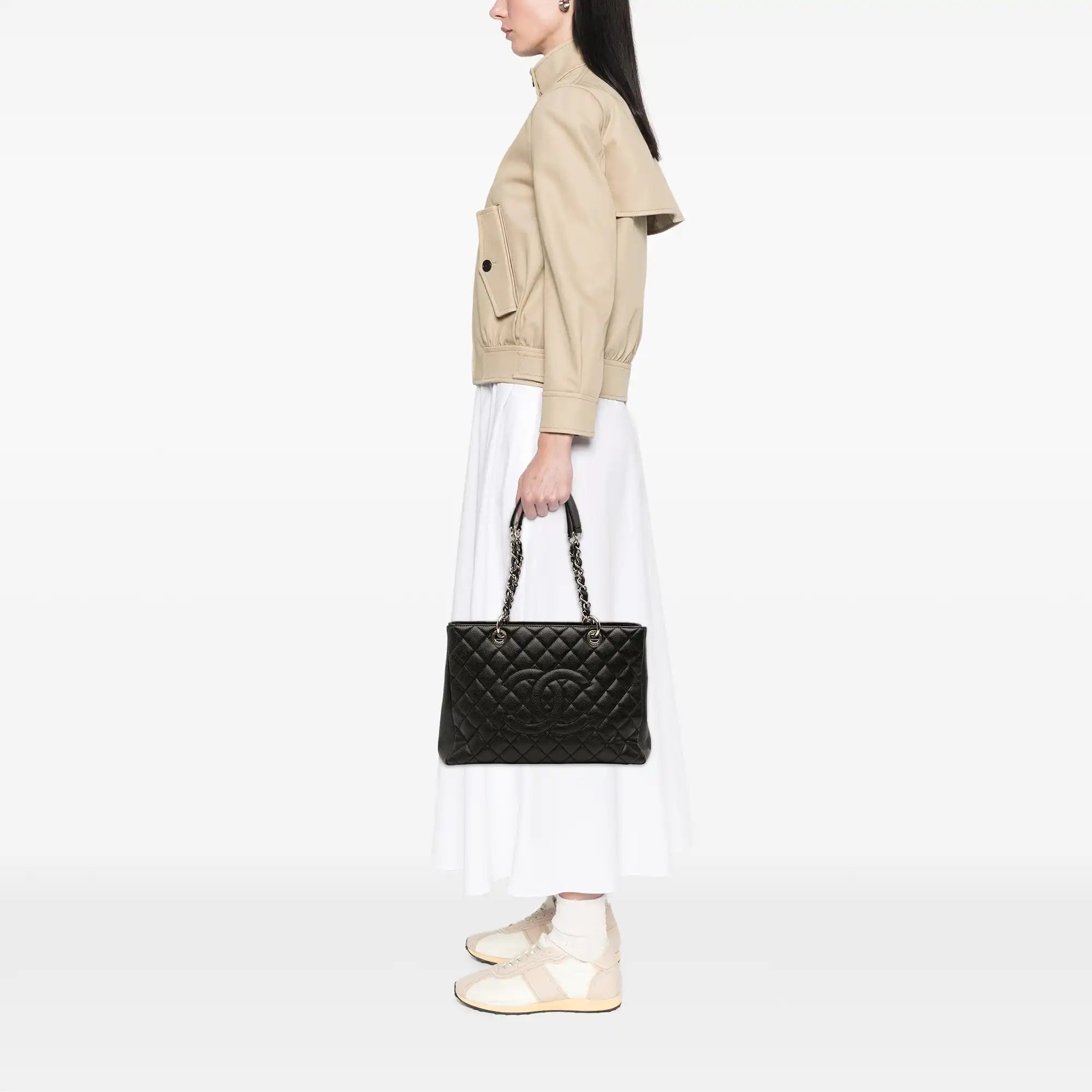 Chanel GST Black Caviar Silver
