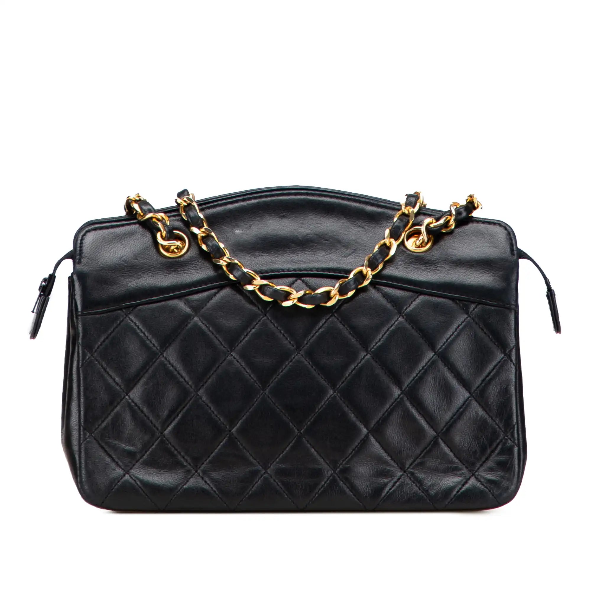 Chanel Handbag Small Black Lambskin Gold