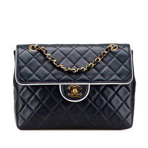 Chanel Classic Piping Single Flap Bicolor Lambskin Gold