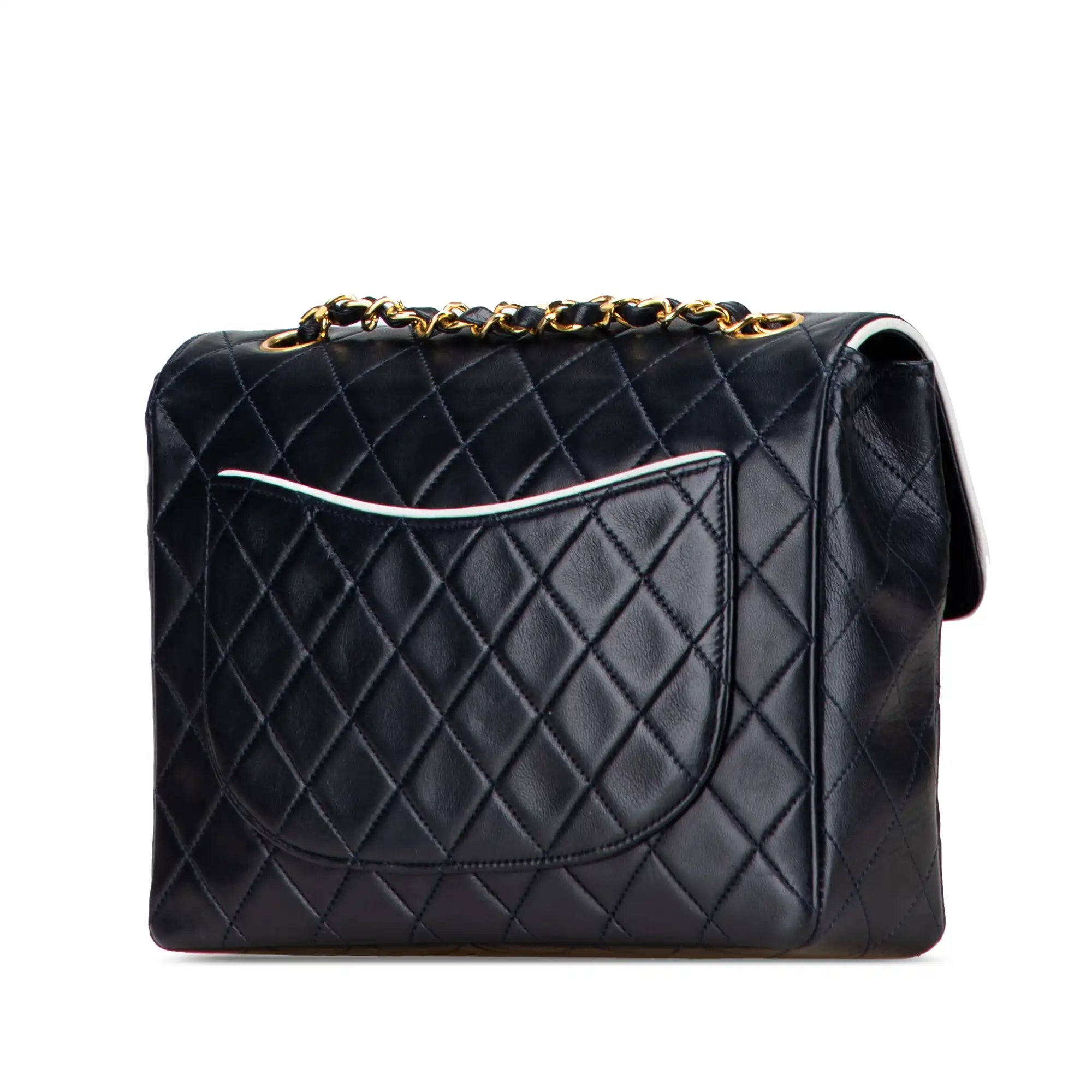 Chanel Classic Piping Single Flap Bicolor Lambskin Gold
