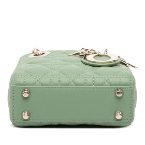 Dior Lady Dior Micro Pastel Green Cannage Lambskin Gold