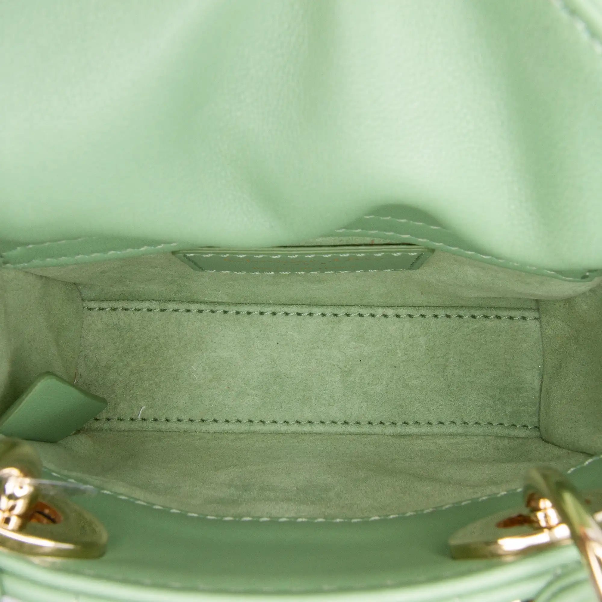 Dior Lady Dior Micro Pastel Green Cannage Lambskin Gold