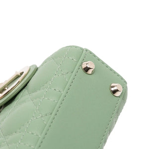 Dior Lady Dior Micro Pastel Green Cannage Lambskin Gold