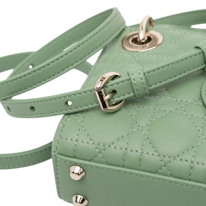 Dior Lady Dior Micro Pastel Green Cannage Lambskin Gold