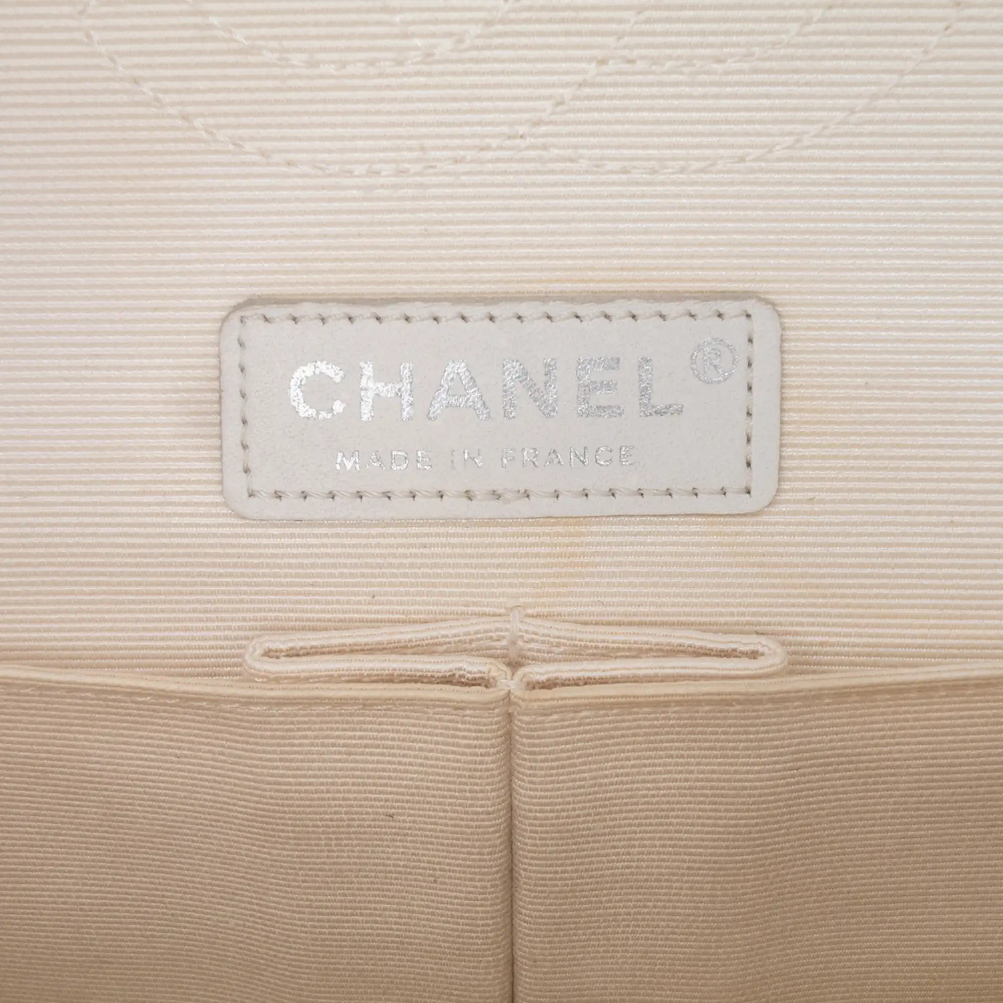 Chanel Classic Double Flap Medium Nylon Printed Grosgrain Nylon Silver