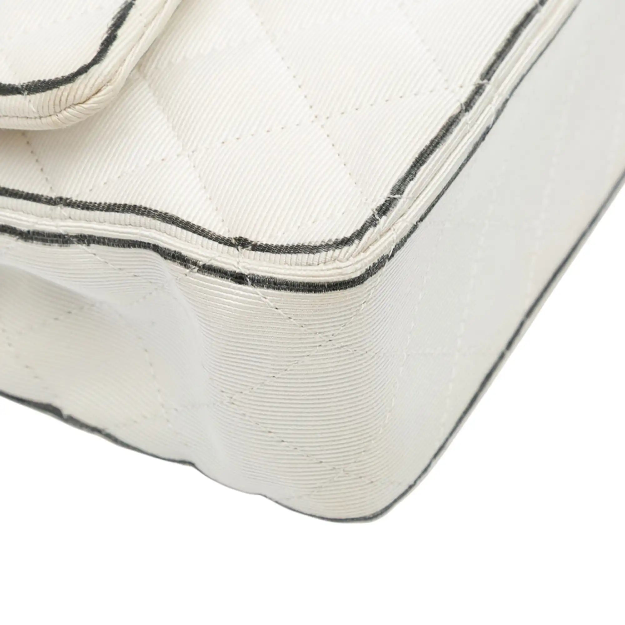 Chanel Classic Double Flap Medium Nylon Printed Grosgrain Nylon Silver