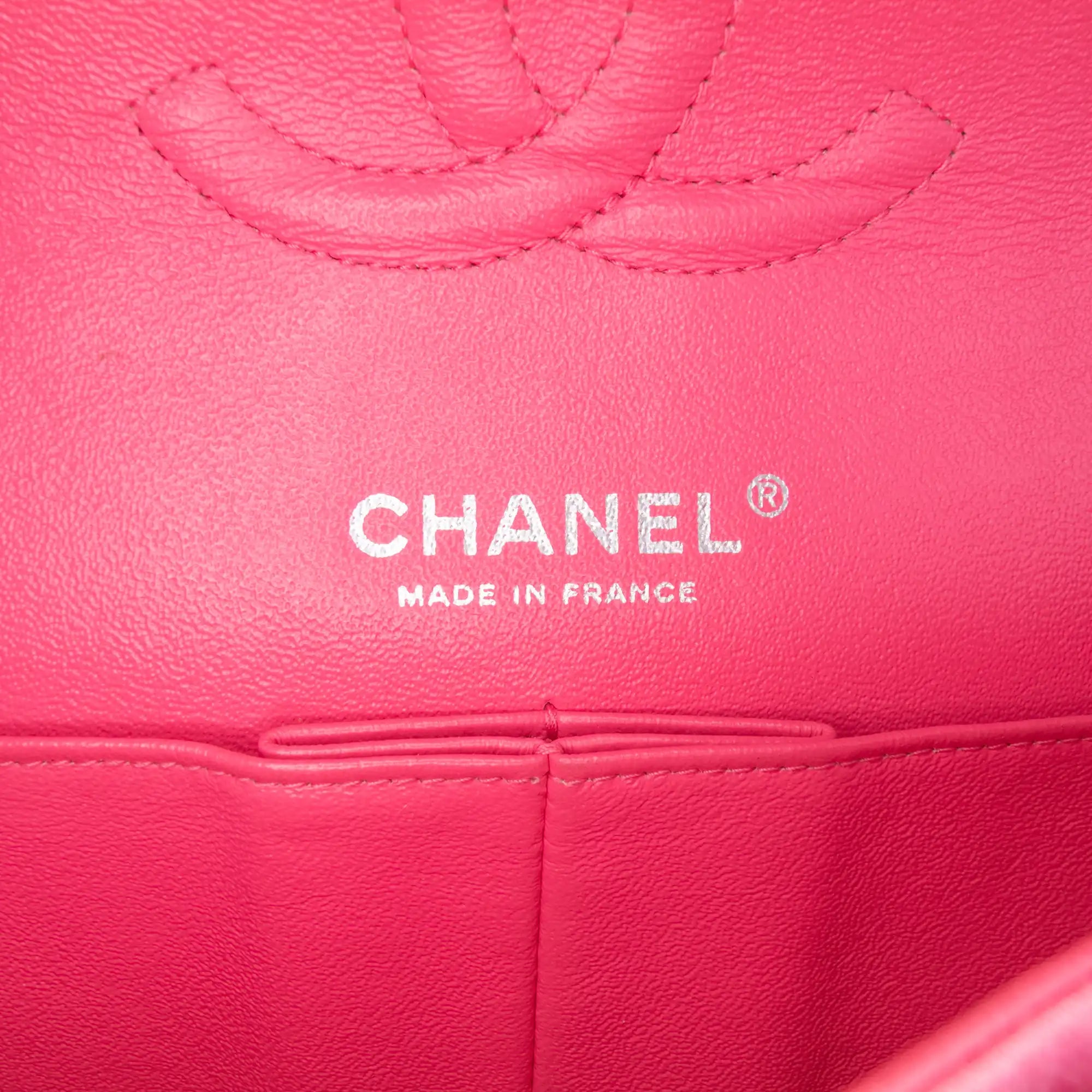 Chanel Classic Double Flap Medium Pink Jersey Silver