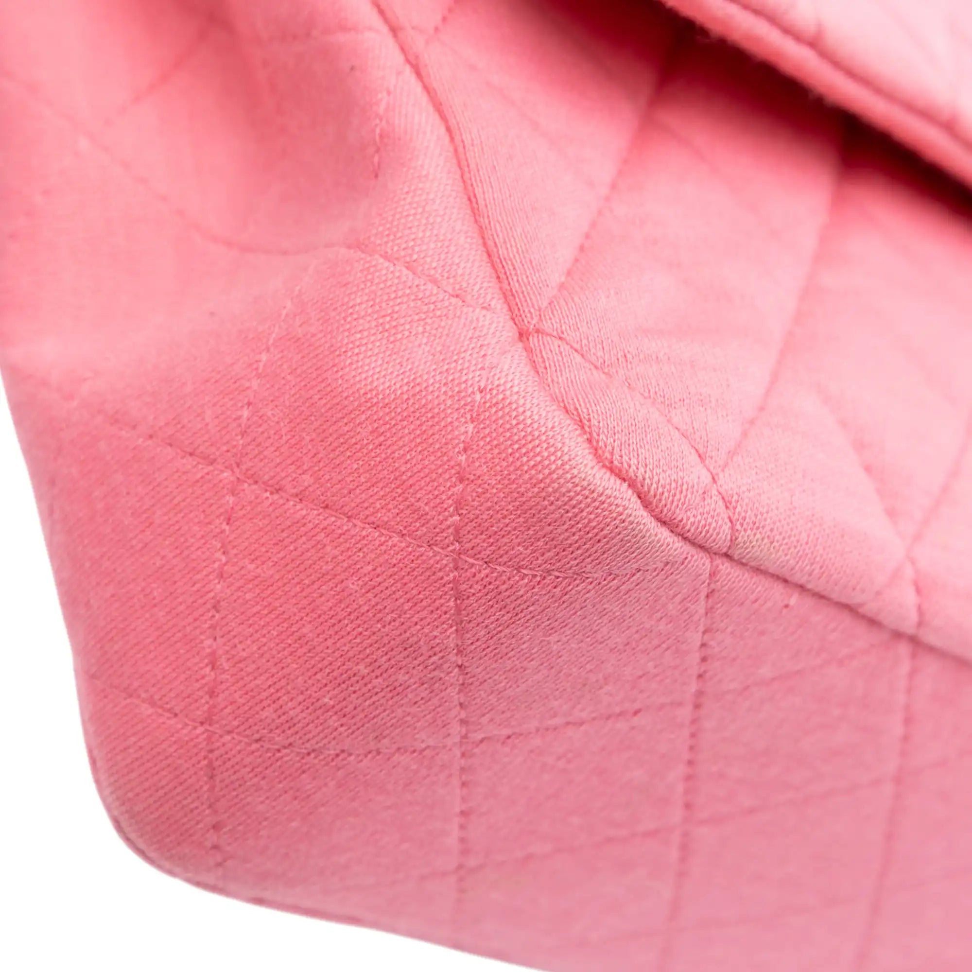 Chanel Classic Double Flap Medium Pink Jersey Silver