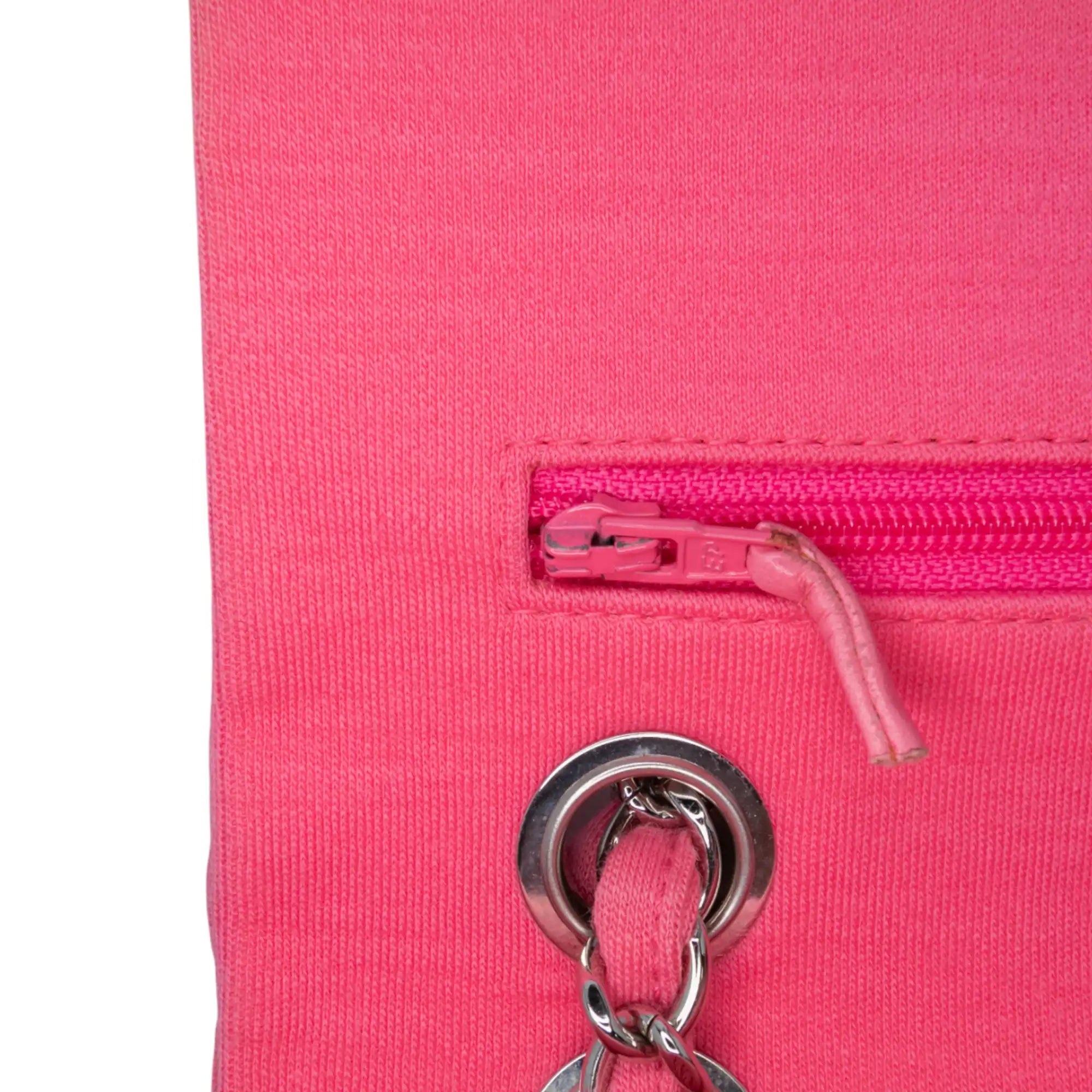 Chanel Classic Double Flap Medium Pink Jersey Silver