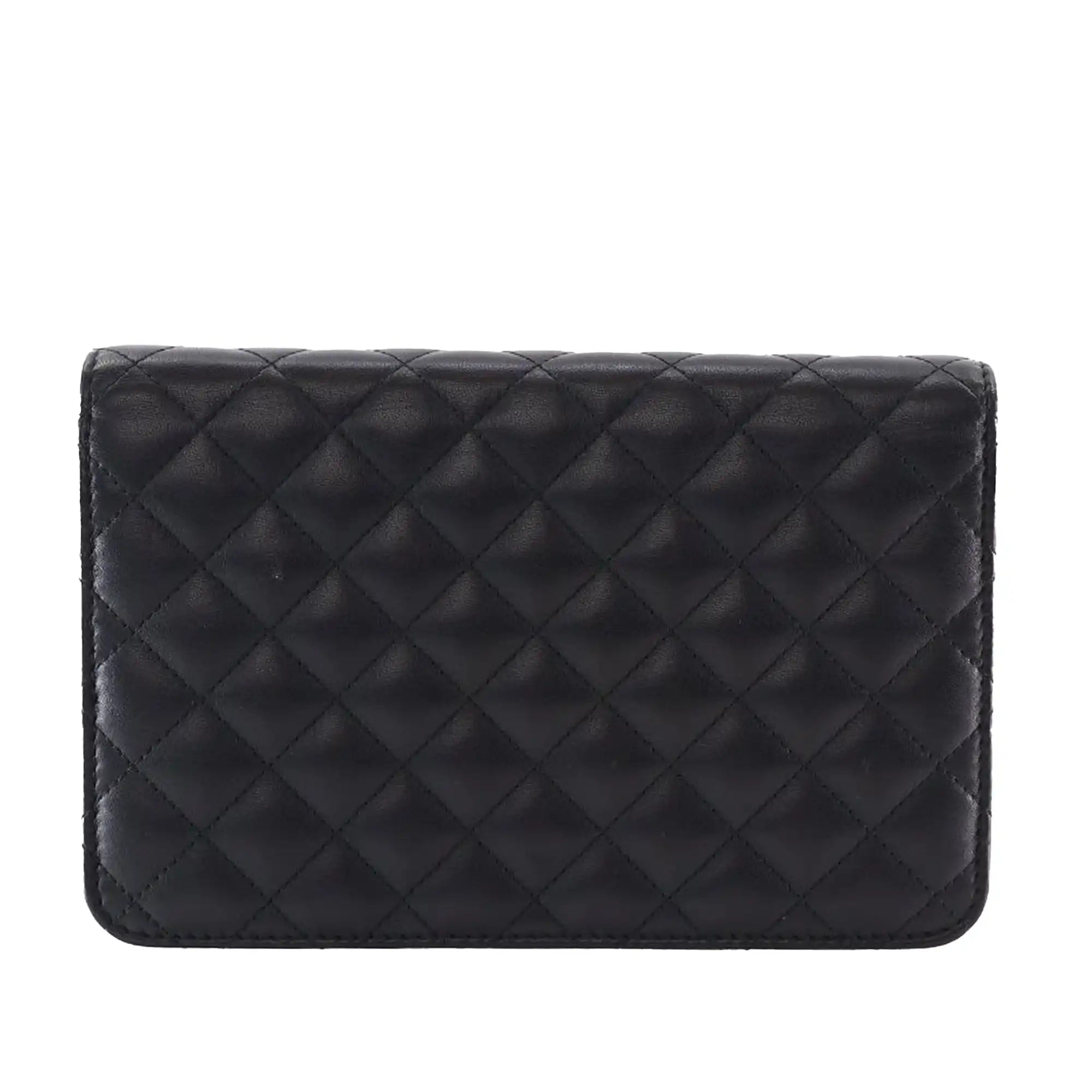 Chanel WOC Black Diamond Lambskin Silver