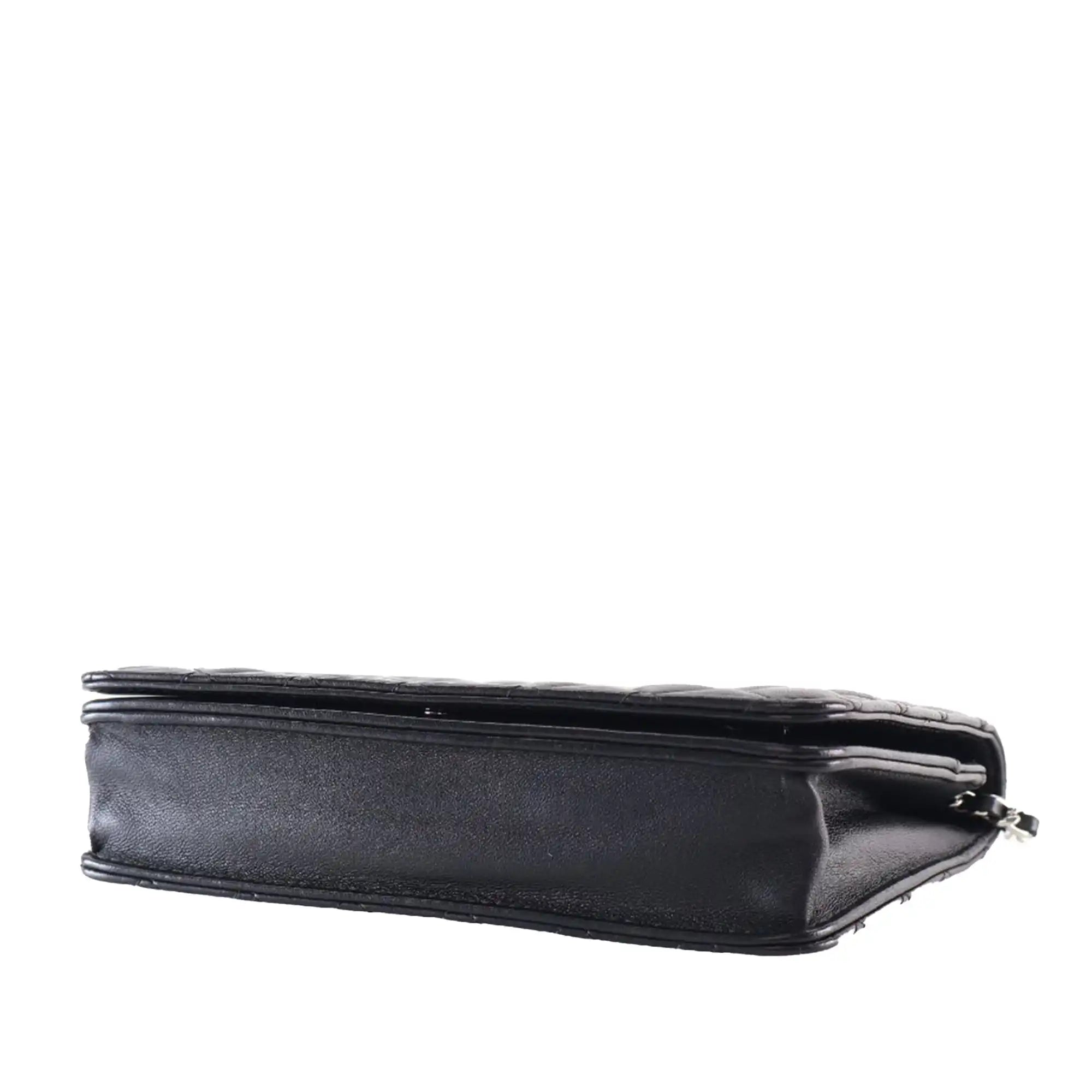 Chanel WOC Black Diamond Lambskin Silver