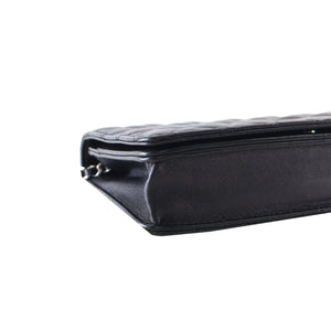 Chanel WOC Black Diamond Lambskin Silver