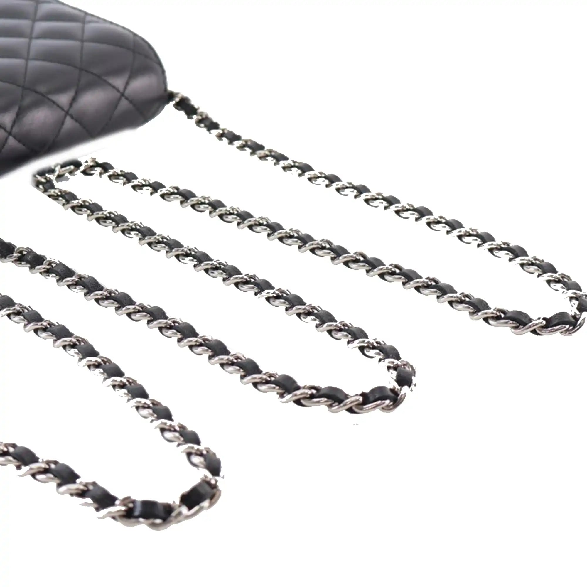Chanel WOC Black Diamond Lambskin Silver