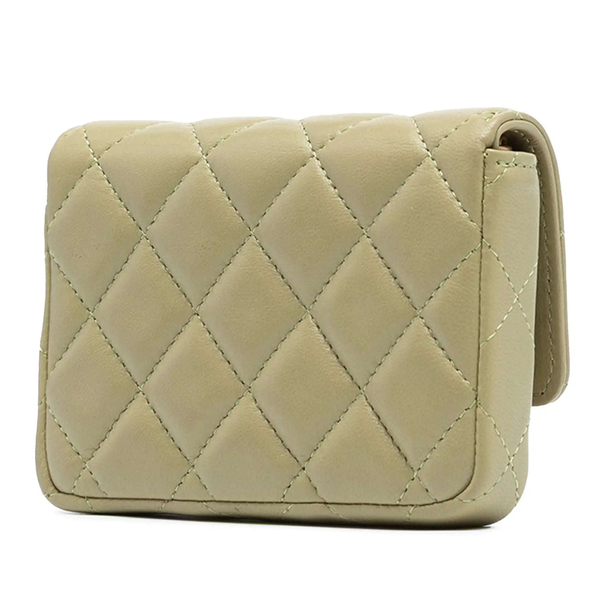 Chanel Coco Hearts Clutch with Chain Green Lambskin Gold