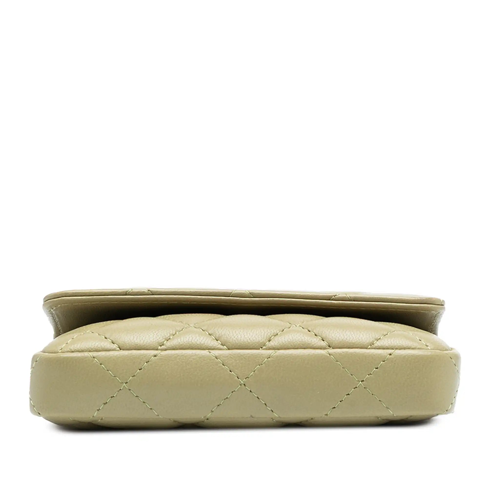Chanel Coco Hearts Clutch with Chain Green Lambskin Gold