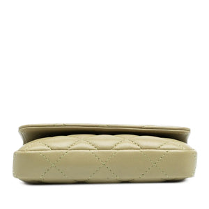 Chanel Coco Hearts Clutch with Chain Green Lambskin Gold