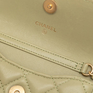 Chanel Coco Hearts Clutch with Chain Green Lambskin Gold
