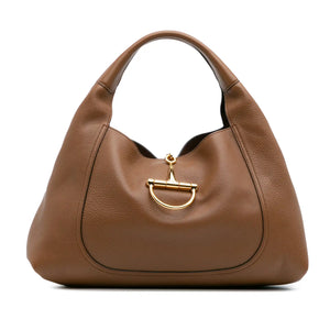 Gucci Softbid Hobo Brown Maxi Grained Calfskin