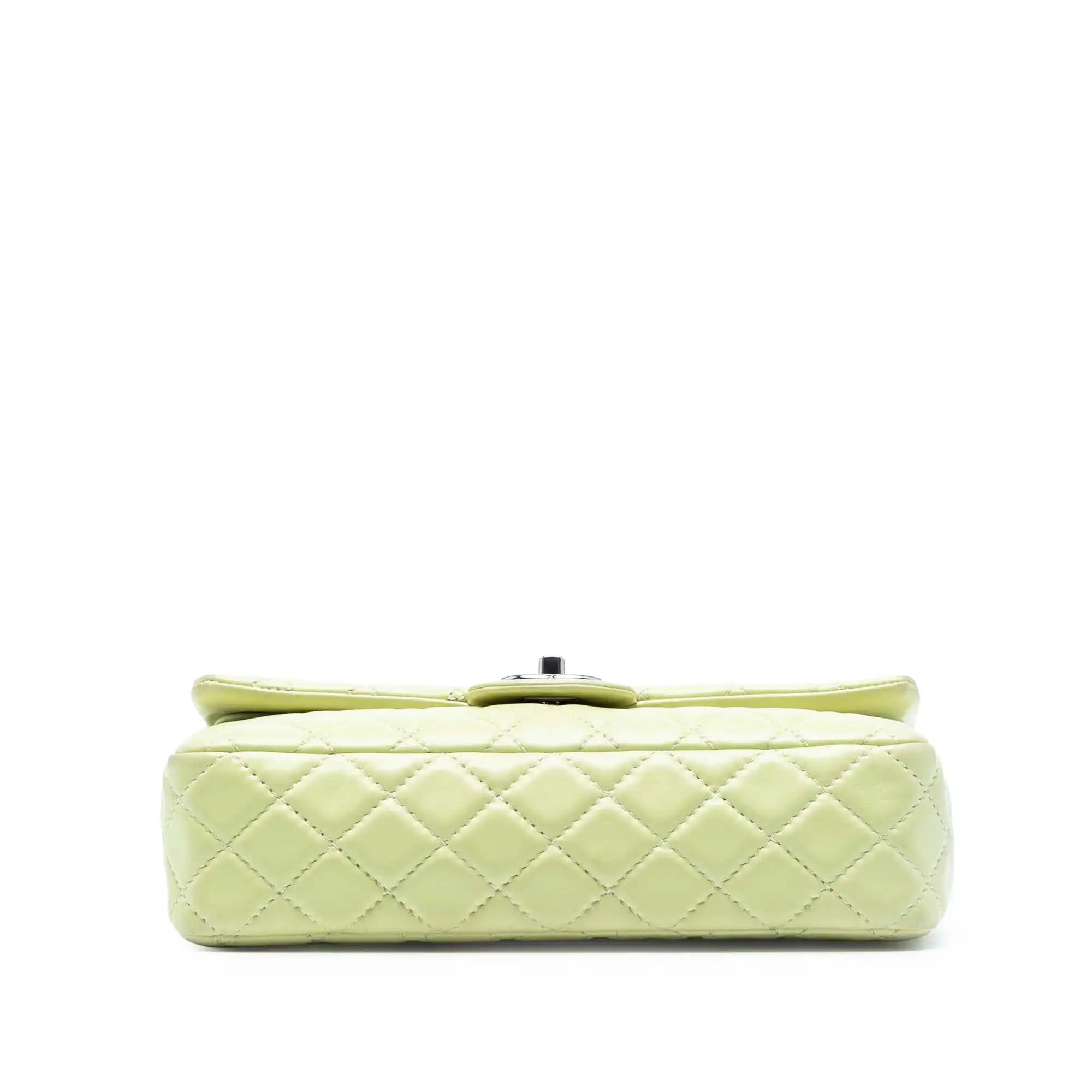 Chanel Classic Double Flap Medium Green Lambskin Silver
