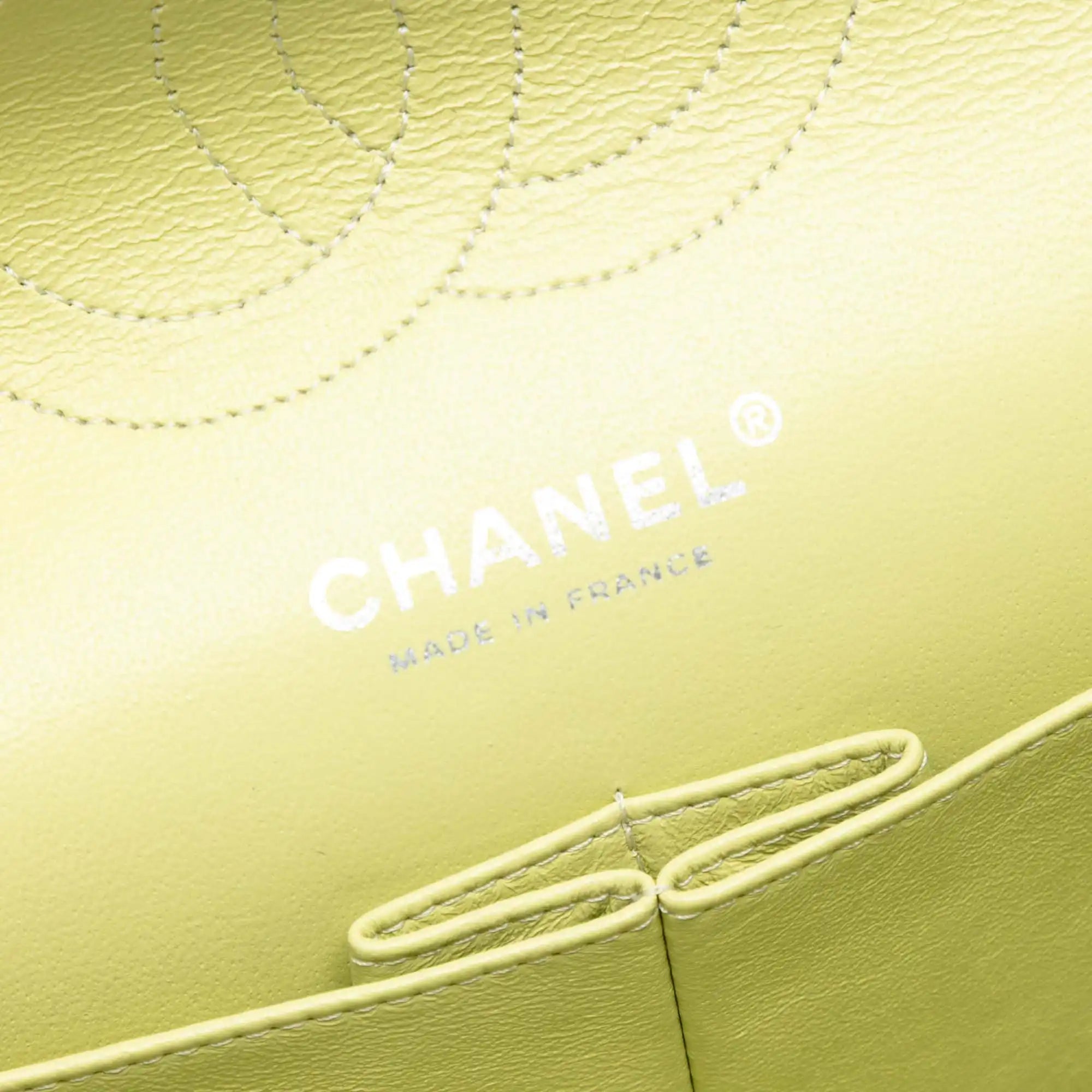 Chanel Classic Double Flap Medium Green Lambskin Silver