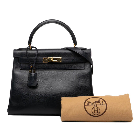 Hermès Kelly Retourne 28 Black Courchevel