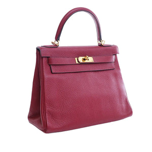 Hermès Kelly Retourne 28 Rouge Grenat Togo