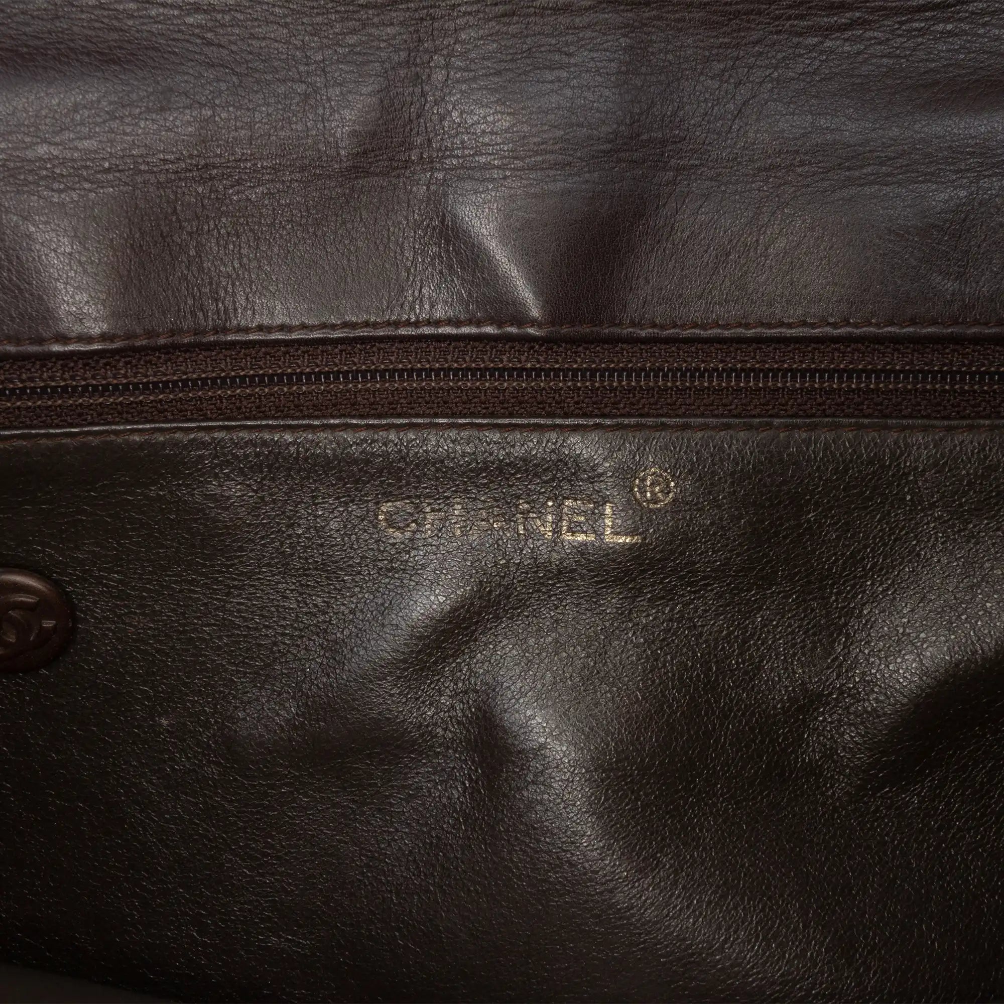 Chanel CC Chain Shoulder Bag Brown Lambskin Gold