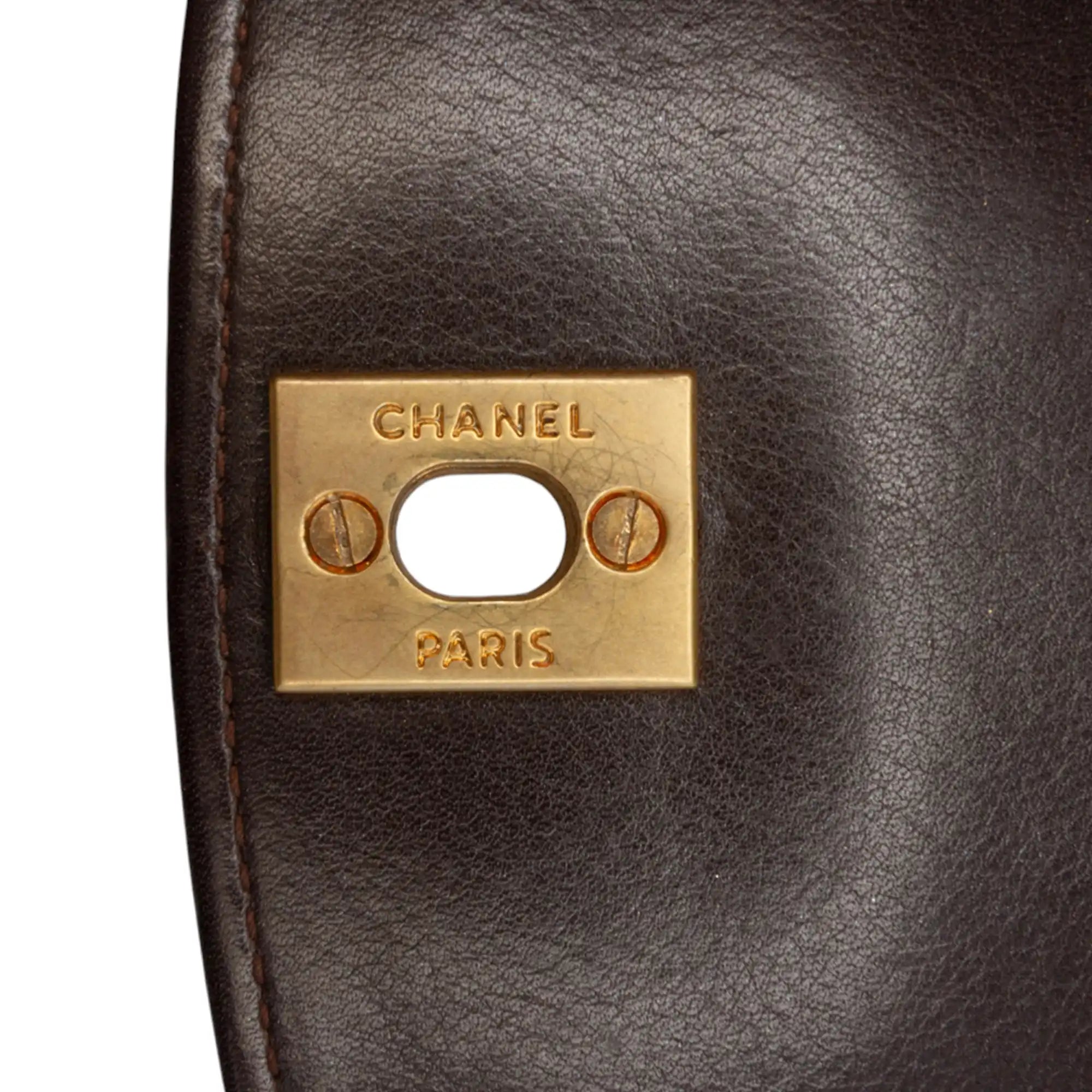 Chanel CC Chain Shoulder Bag Brown Lambskin Gold