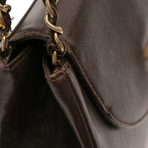 Chanel CC Chain Shoulder Bag Brown Lambskin Gold
