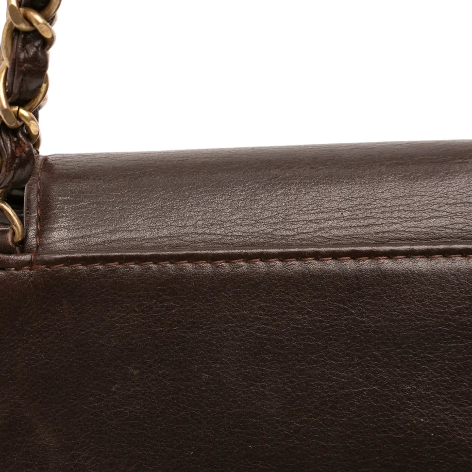 Chanel CC Chain Shoulder Bag Brown Lambskin Gold
