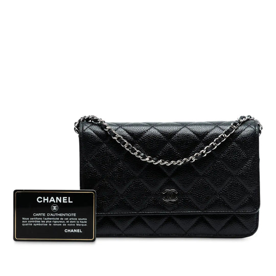Chanel WOC Black Caviar Silver
