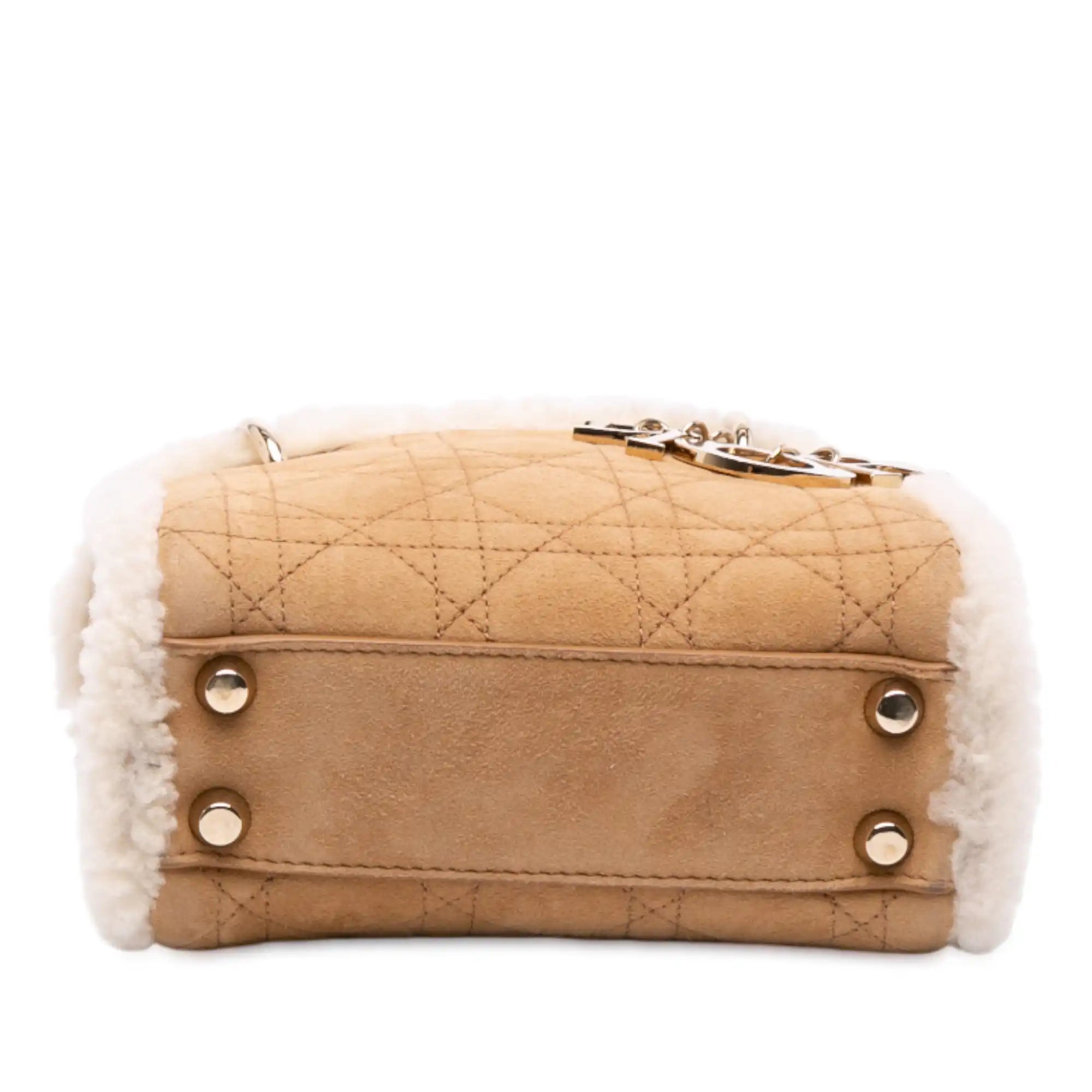 Dior Lady Dior Mini Suede Shearling Cannage