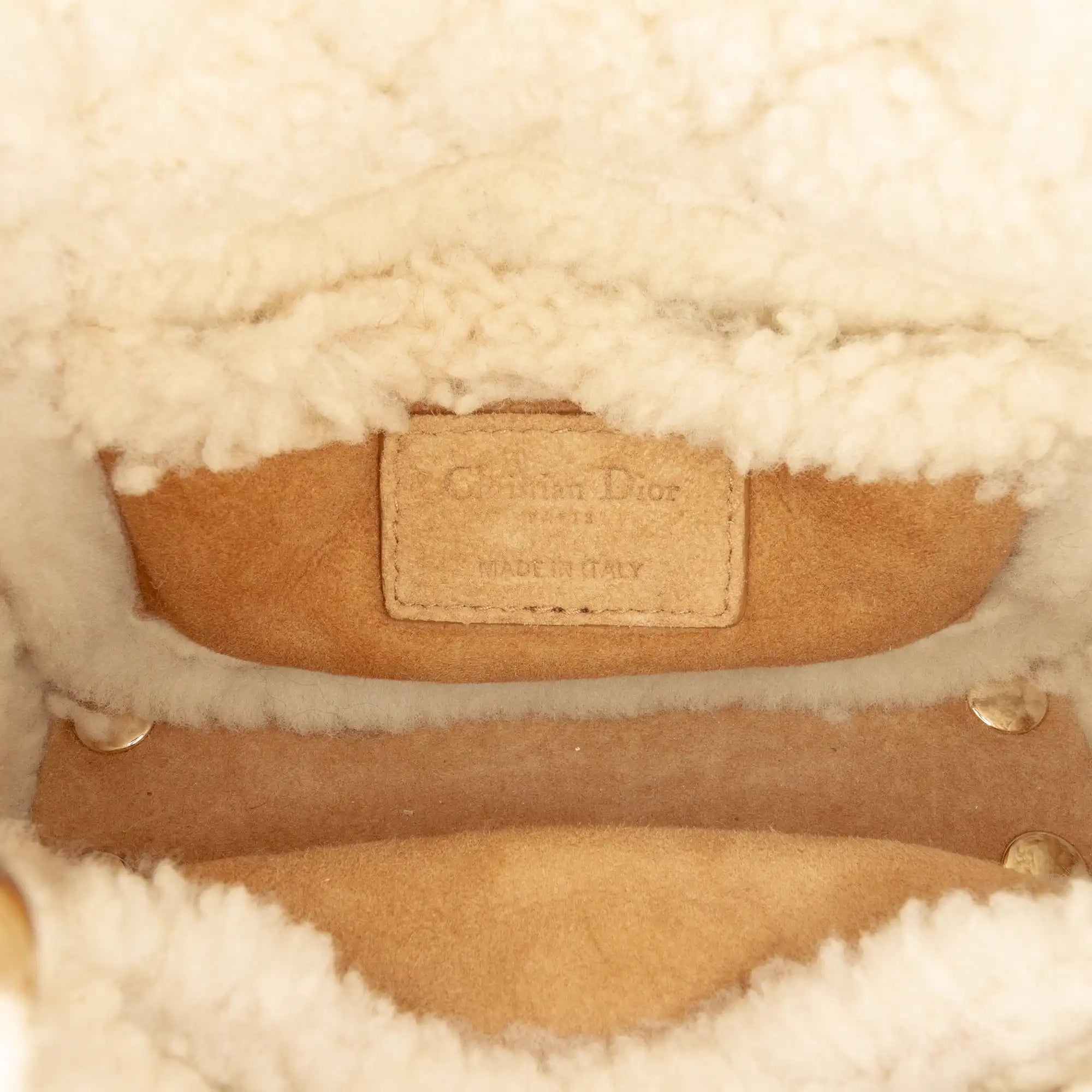 Dior Lady Dior Mini Suede Shearling Cannage