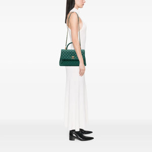 Chanel Coco Handle Flap Bag Medium Green Caviar Aged gold