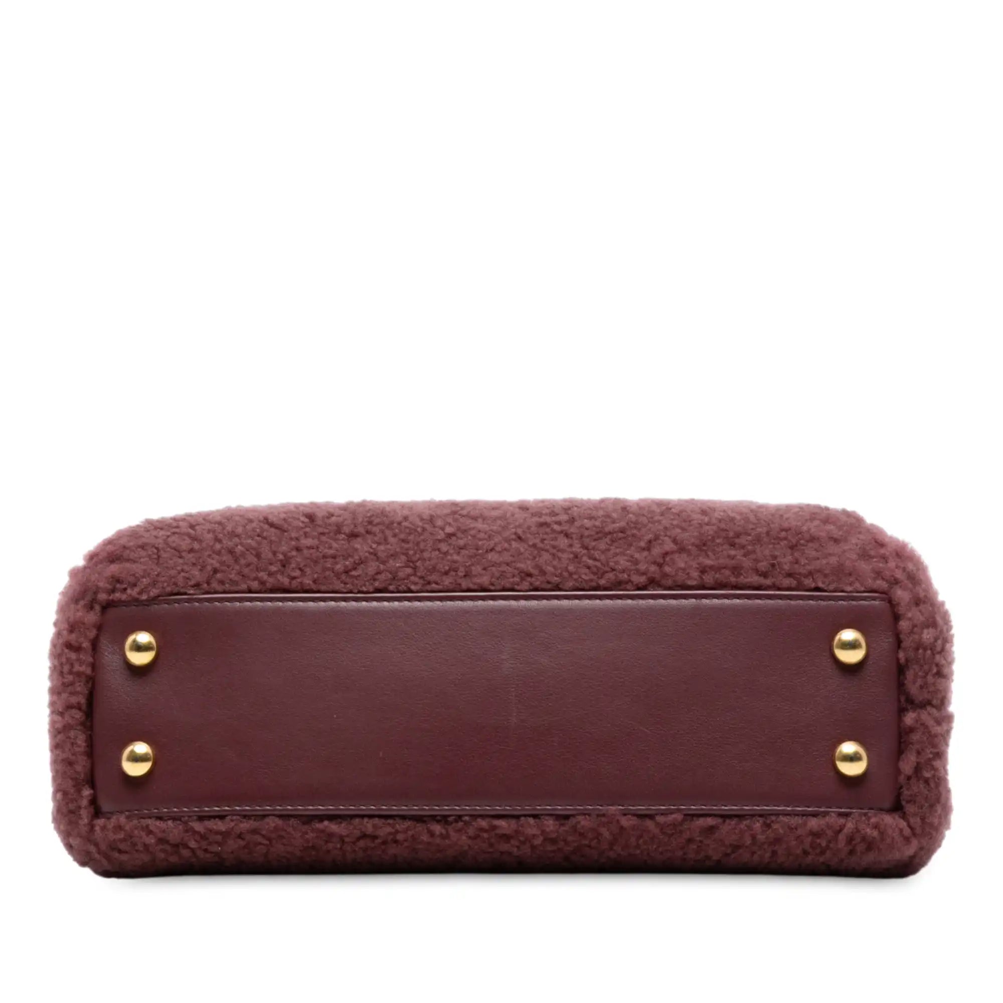 Chanel Coco Top Handle Small Burgundy Shearling Gold
