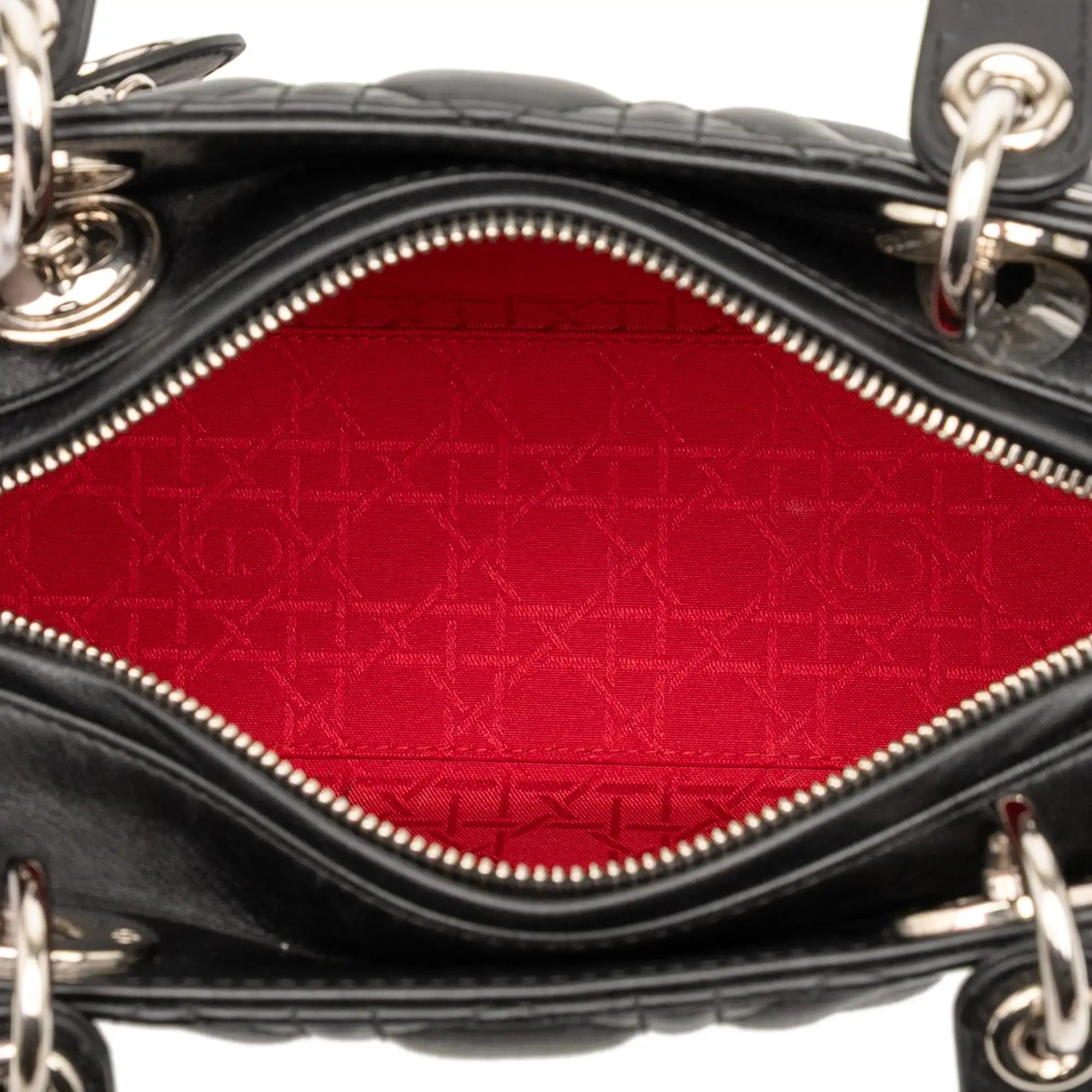 Dior Lady Dior Medium Black Lambskin Silver