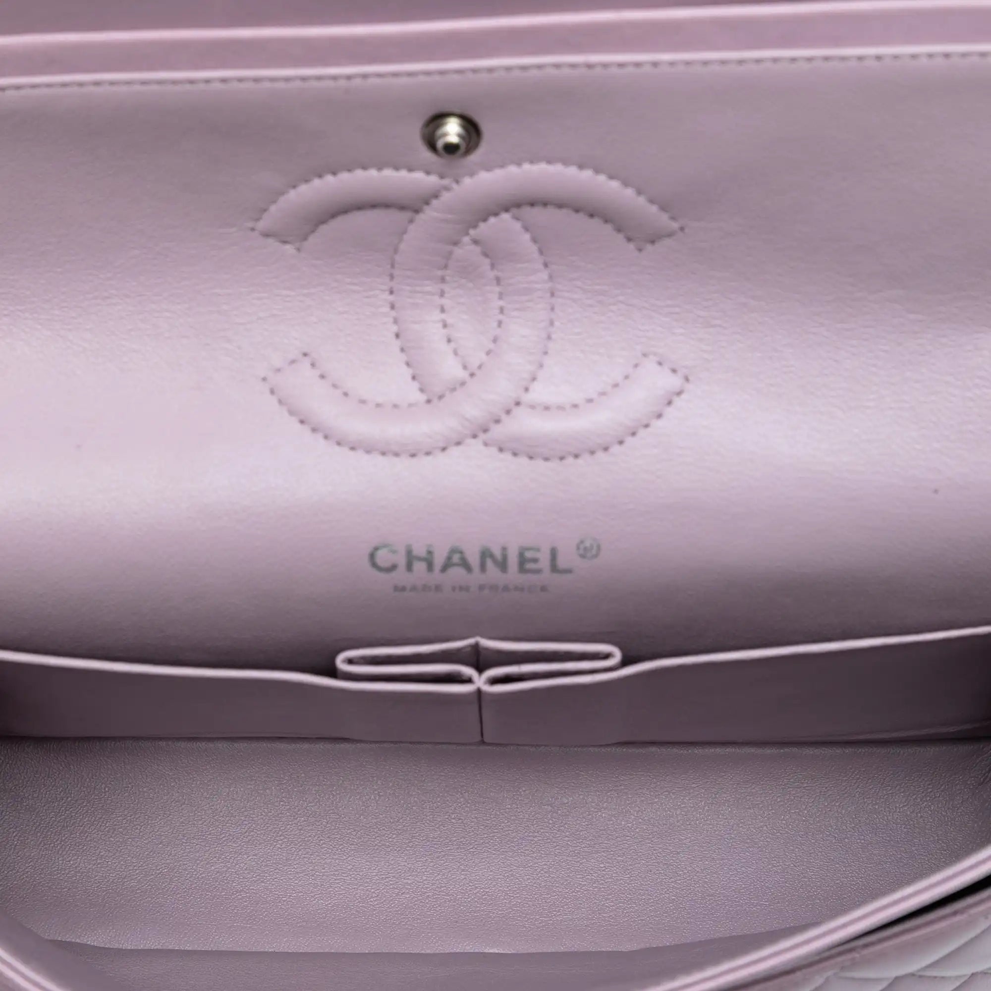 Chanel Classic Double Flap Medium Purple Lambskin Silver