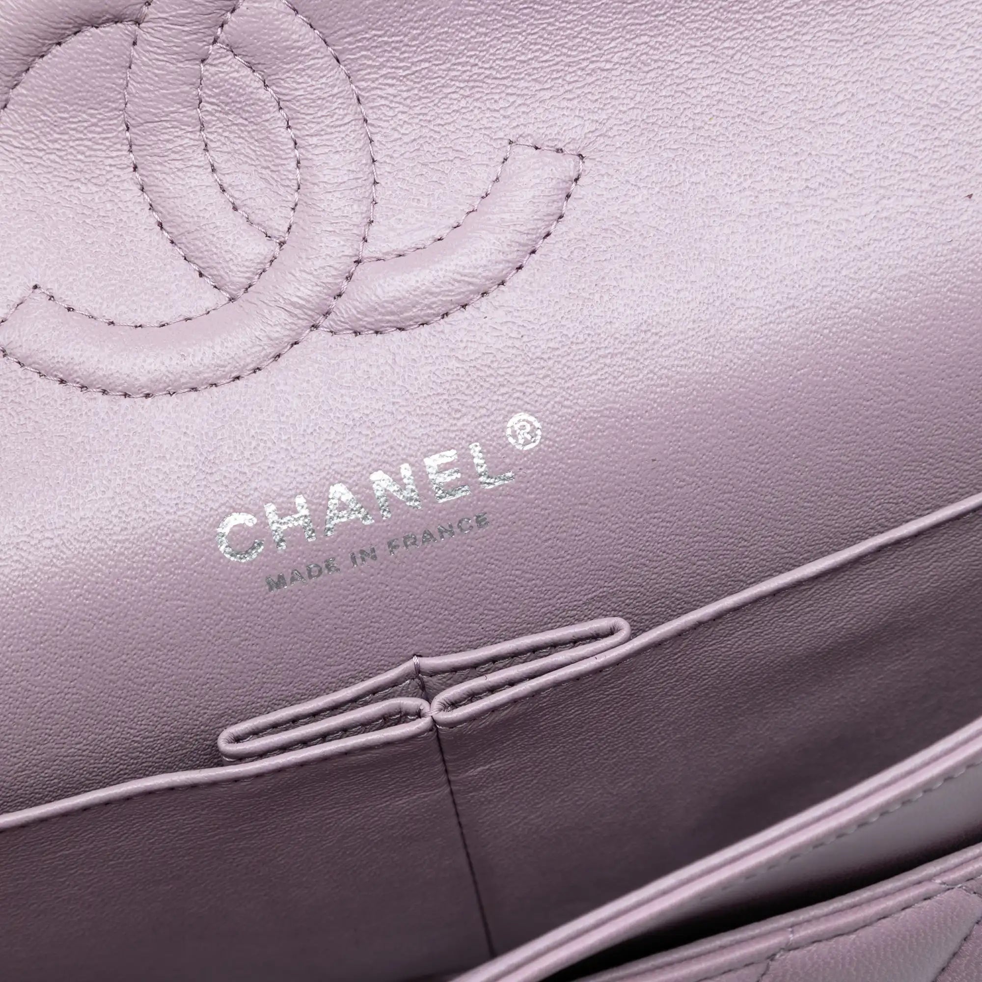 Chanel Classic Double Flap Medium Purple Lambskin Silver