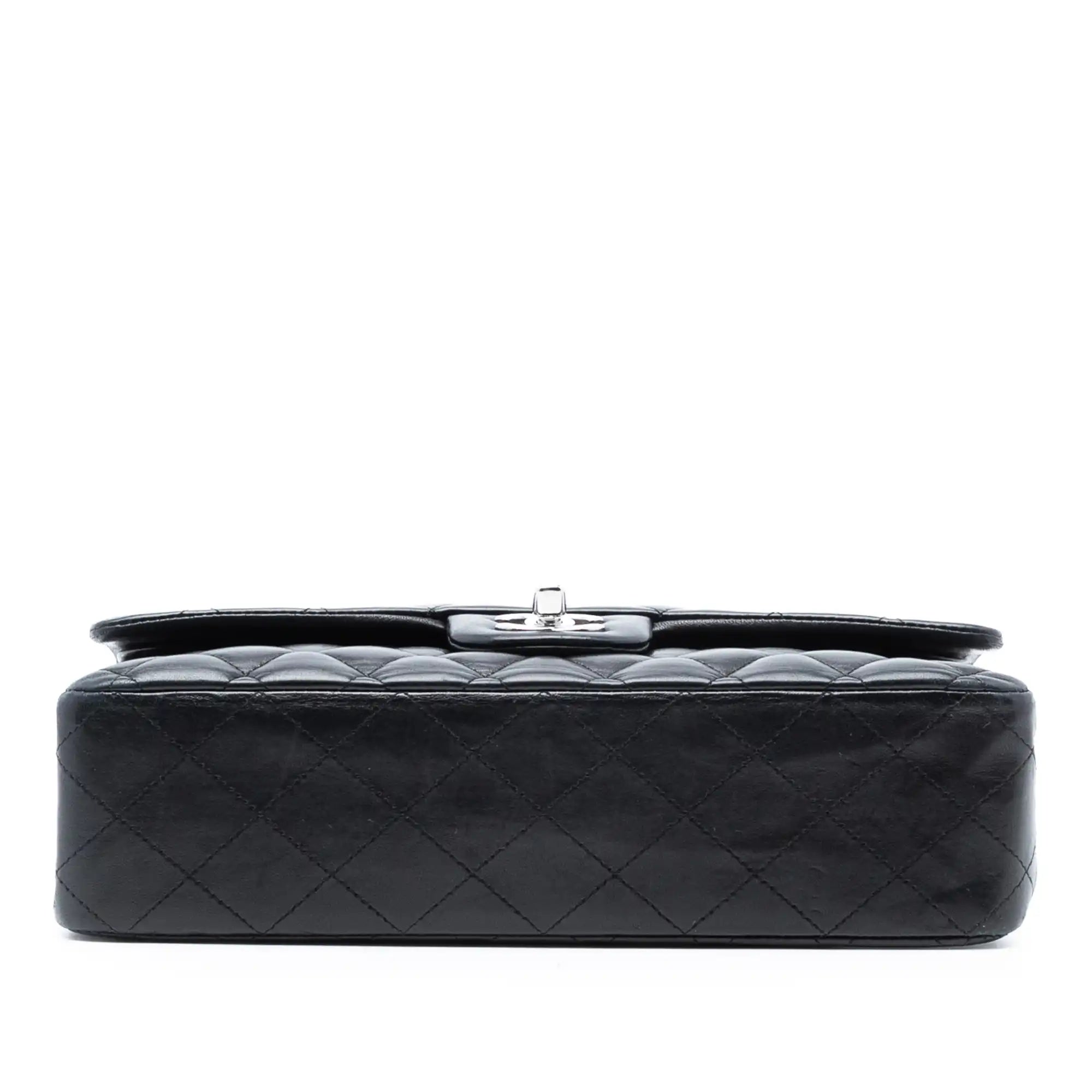 Chanel Classic Double Flap Medium Black Lambskin Silver