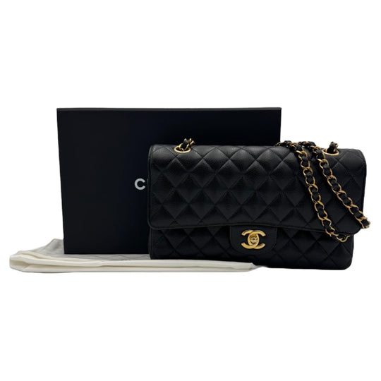 Chanel Classic Medium Double Flap Black Caviar Gold