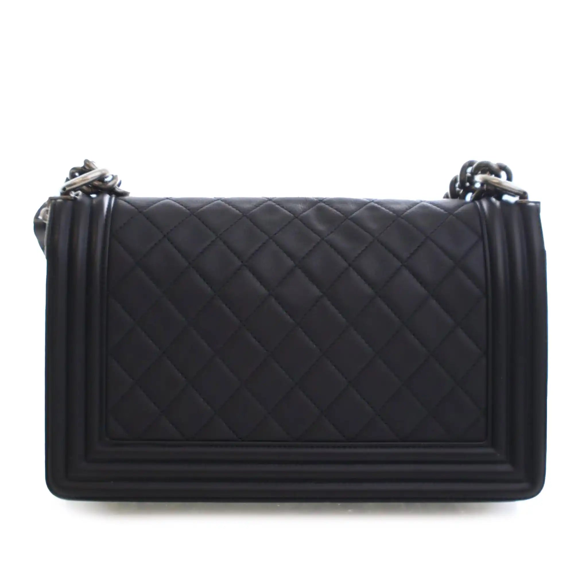 Chanel Boy Bag Old Medium Black Lambskin Ruthenium